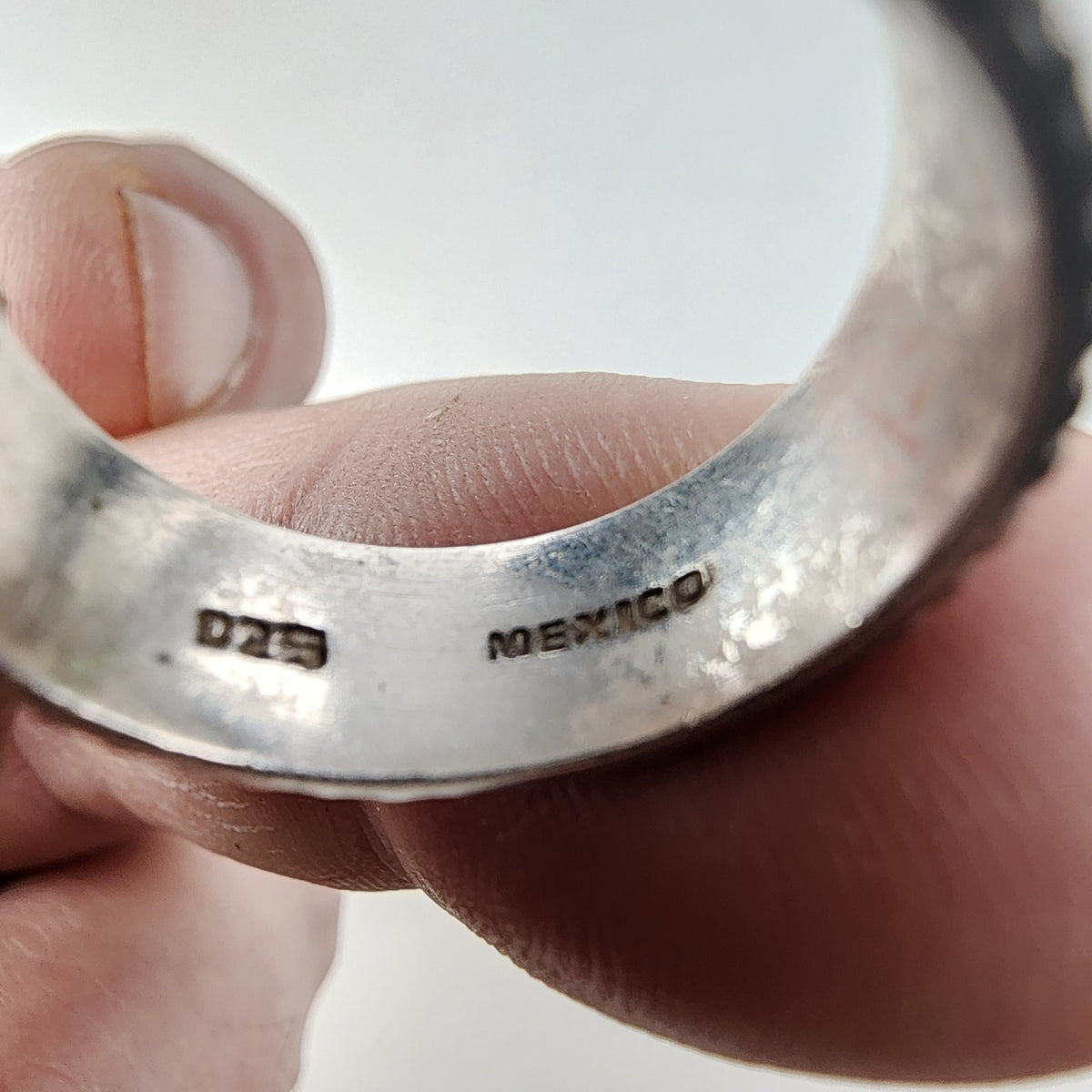 Vintage Mexico Wave Pattern Band Ring Size 8 1l4 in Sterling Silver 925