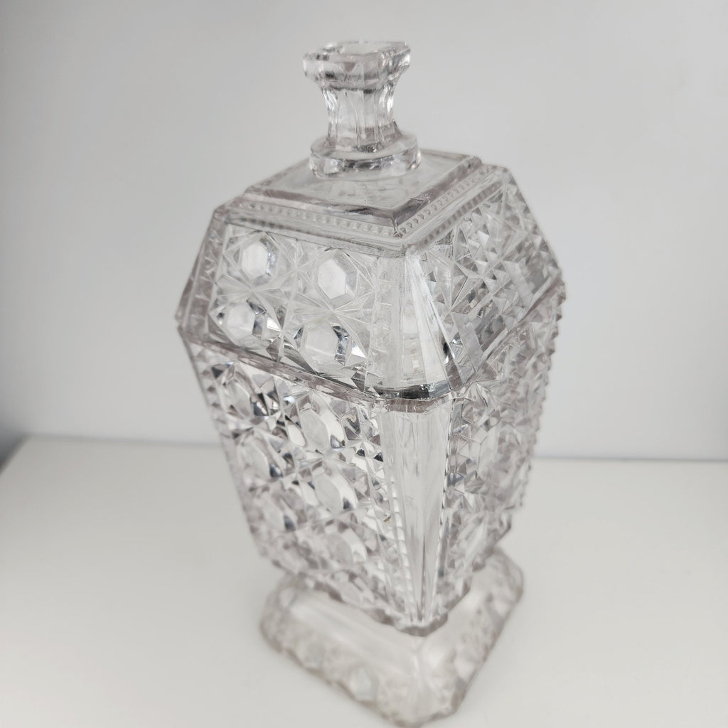 Purple Depression Pressed Glass Lidded Cookie Jar 8 1/2" Tall Vintage