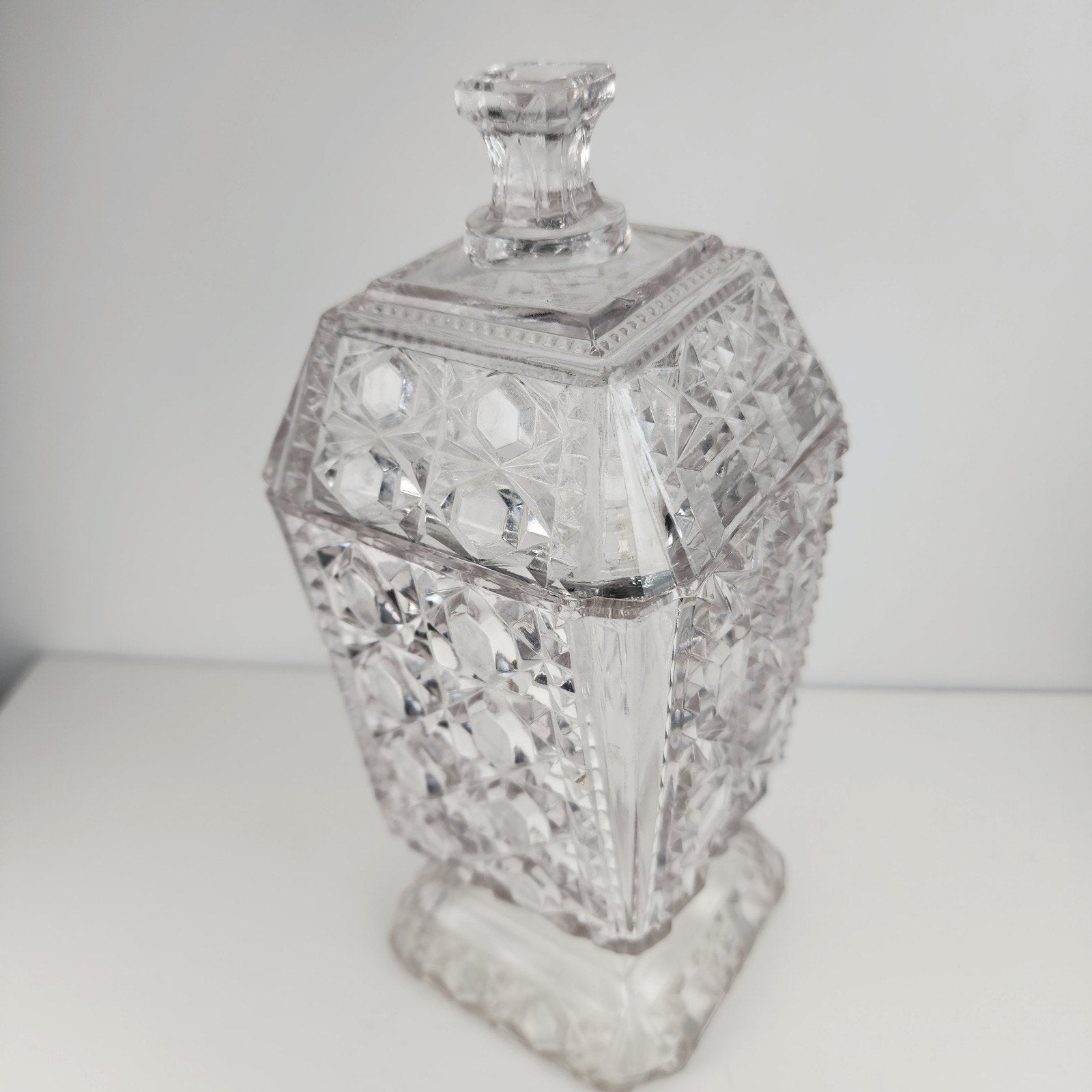 Purple Depression Pressed Glass Lidded Cookie Jar 8 1/2" Tall Vintage