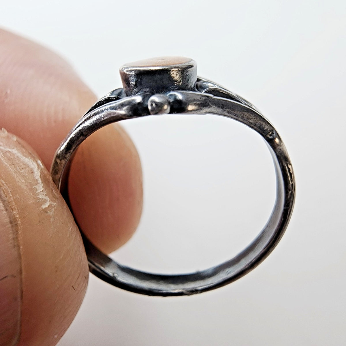 Peach Enamel Sterling Silver Bali 925 Open Ring Size 5 1/2 Vintage