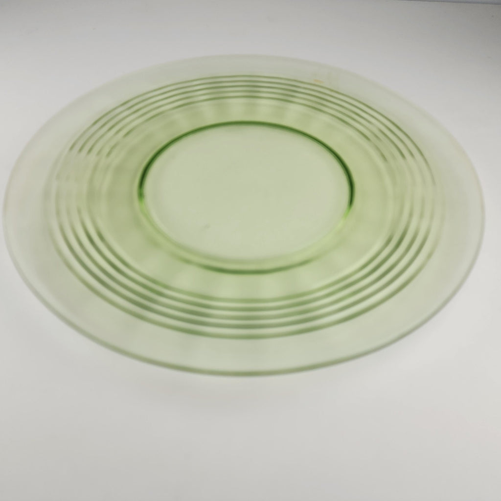 8" Anchor Hocking Block Optic Pattern UV Glow Glass Plate Set of 2 Vintage