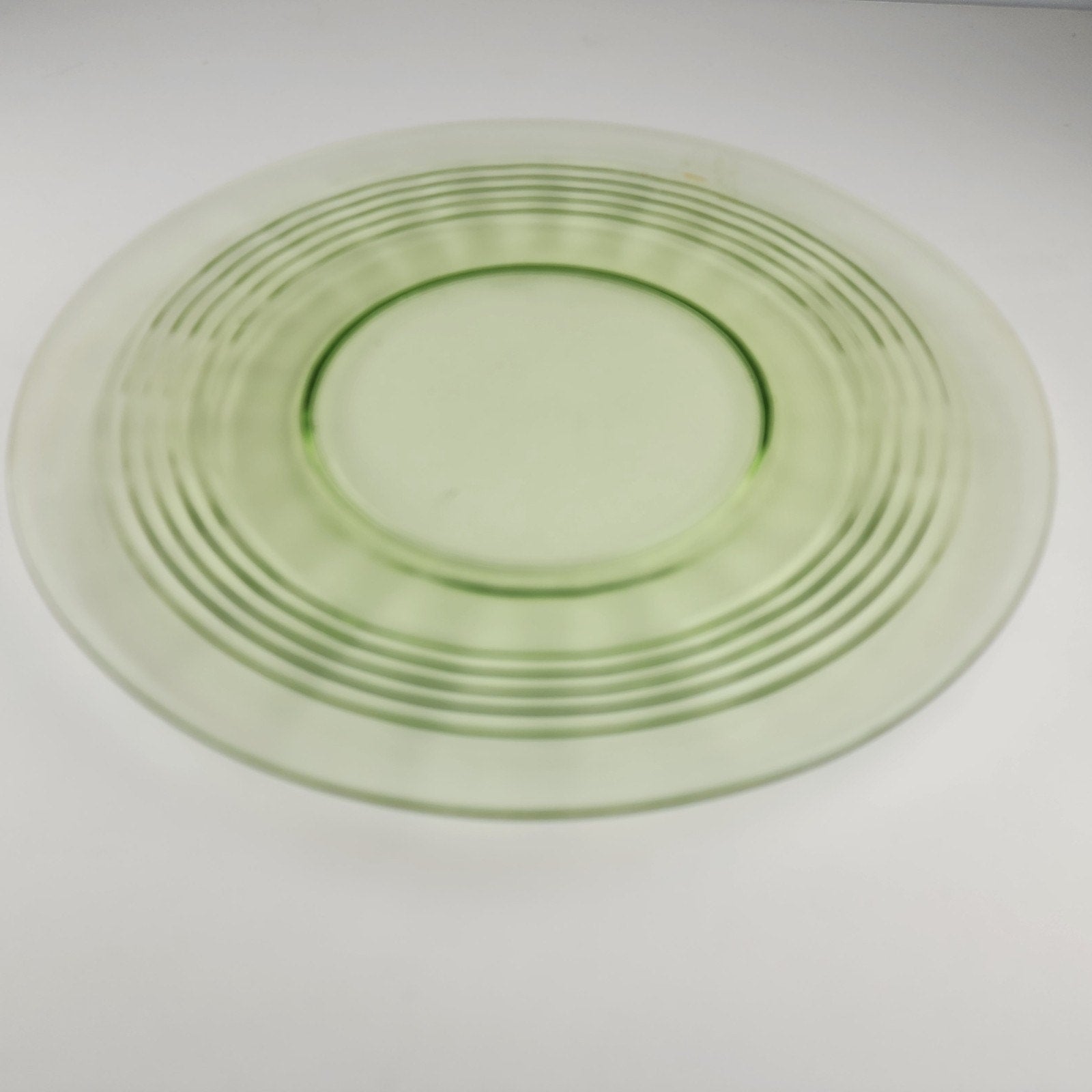 8" Anchor Hocking Block Optic Pattern UV Glow Glass Plate Set of 2 Vintage