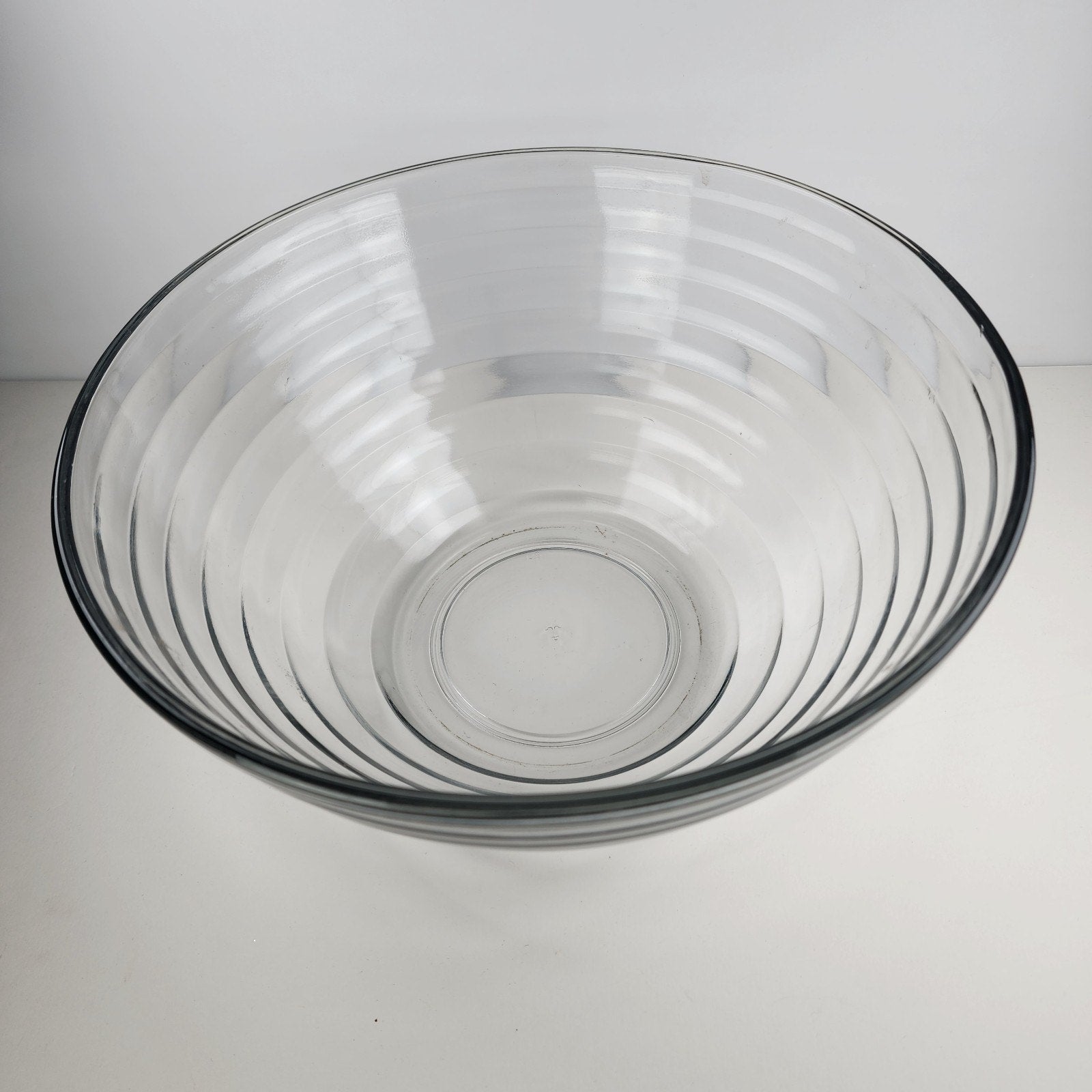 11" Anchor Hocking Glass Salad Bowl with Stepped Pattern