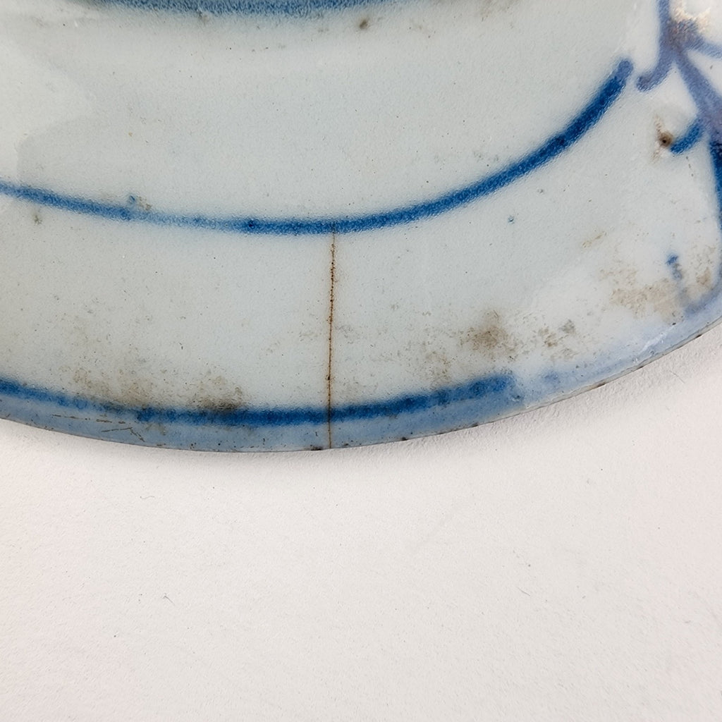 19th C Chinese Porcelain 6" Plate Qing Dynasty Blue & White Export Scholars Mark