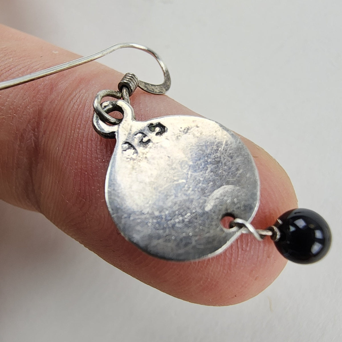 Beaded Dangle Shield Earrings Sterling Silver 925 Vintage