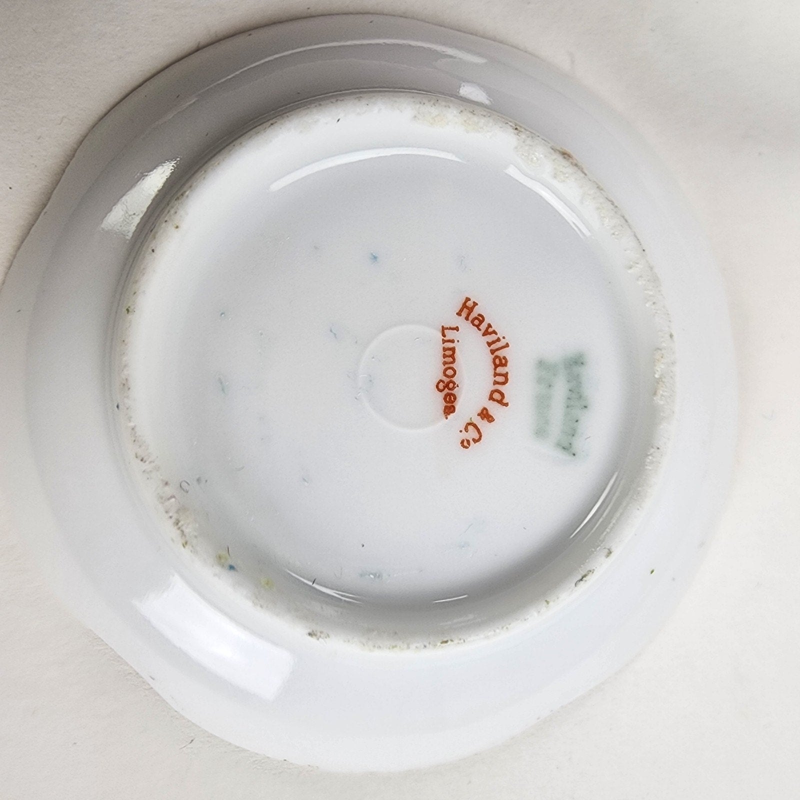 3" Porcelain Butter Pat Dish Pair Limoges France Hand Painted Vintage