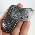 Brutalist Pendant Sterling Silver 925 Vintage Textured Modernist 43g