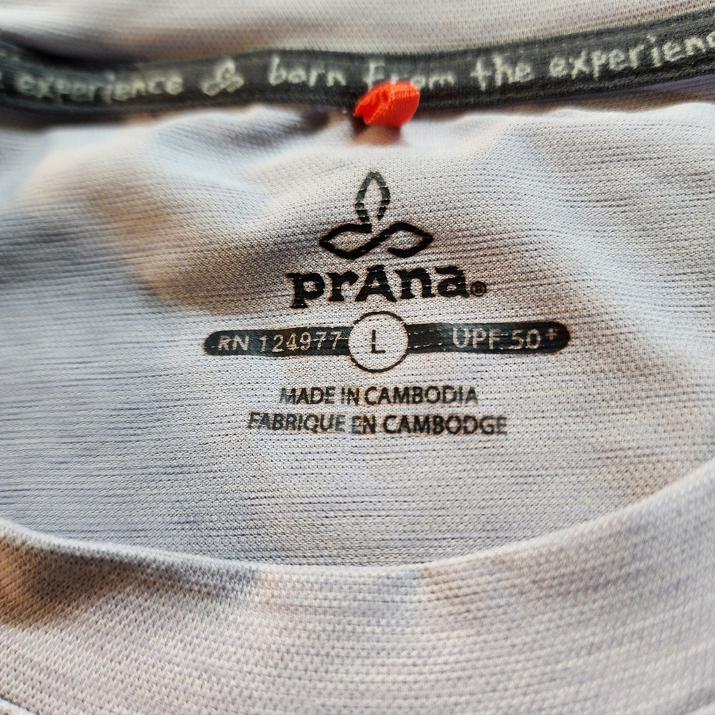 Prana Large Sleeveless Topo Map Outdoor Shirt Mens Gray Active Wear