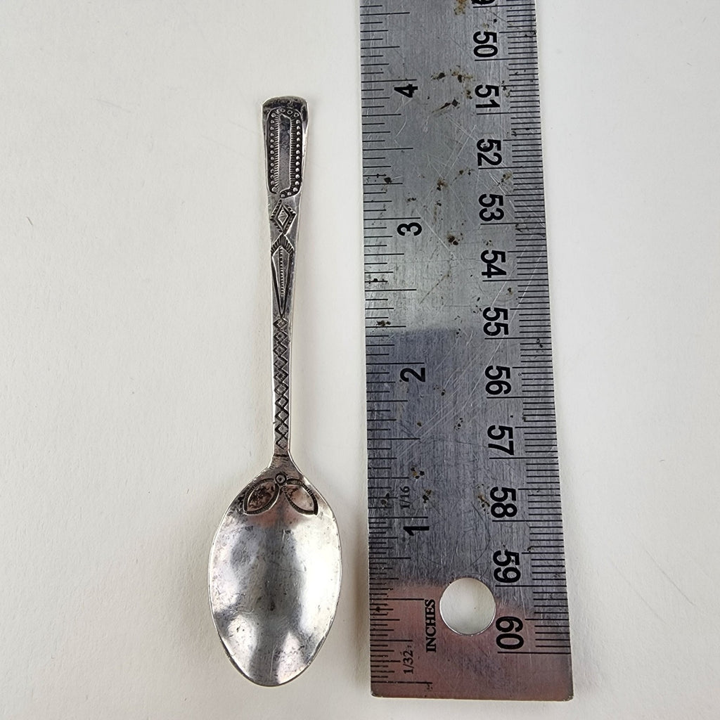 Navajo Coin Silver Stamped Native Spoon Coin Silver 900 Teaspoon