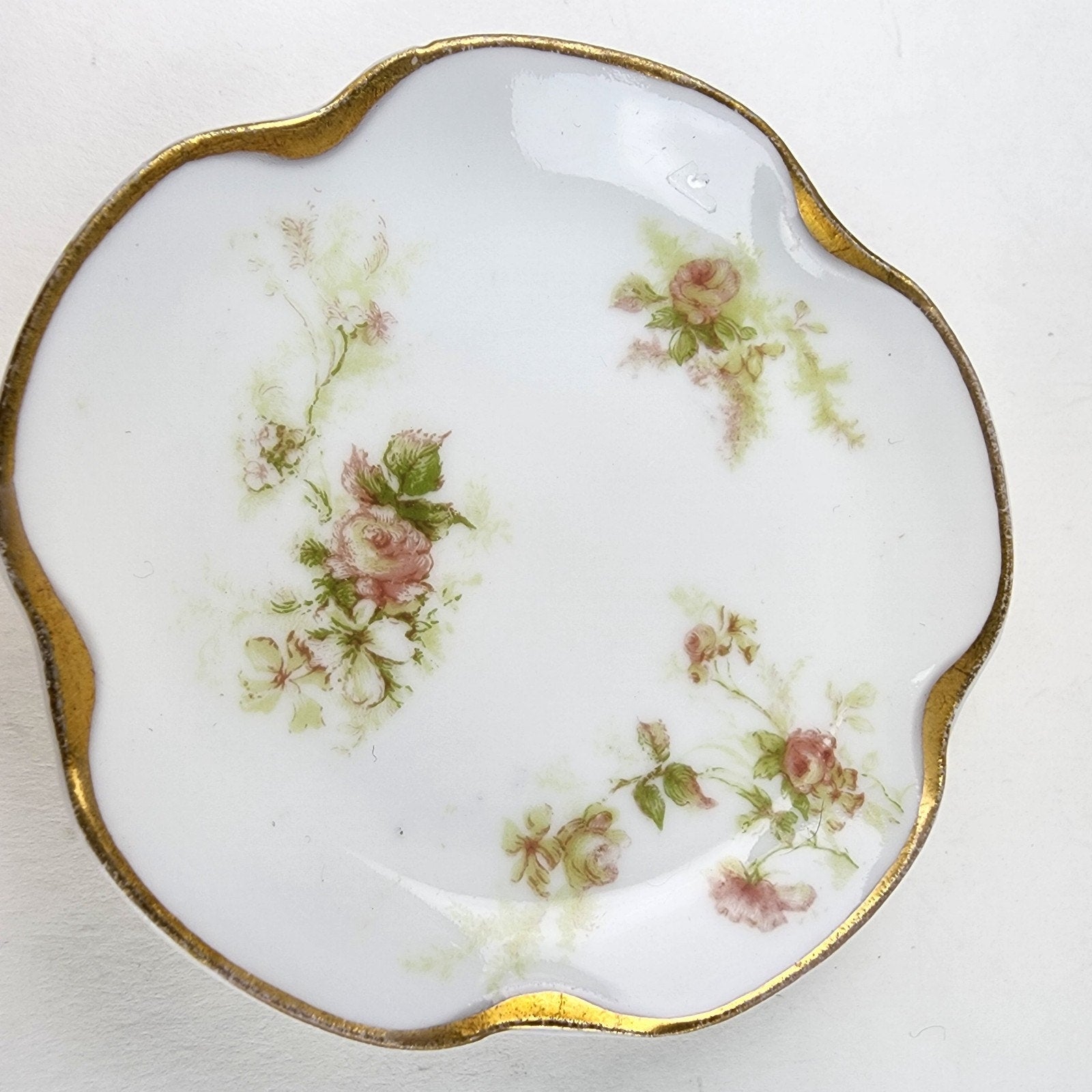 3" Porcelain Pair of Butter Pat Dishes Limoges France Hand Painted Vintage