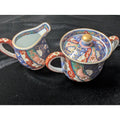 Japanese IMARI Coffee Creamer and Sugar Bowl Hand Painted Porcelain MCM Arita