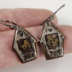 Far Fetched Studios Dog House & Bone Dangle Earrings Sterling Silver 925 Copper