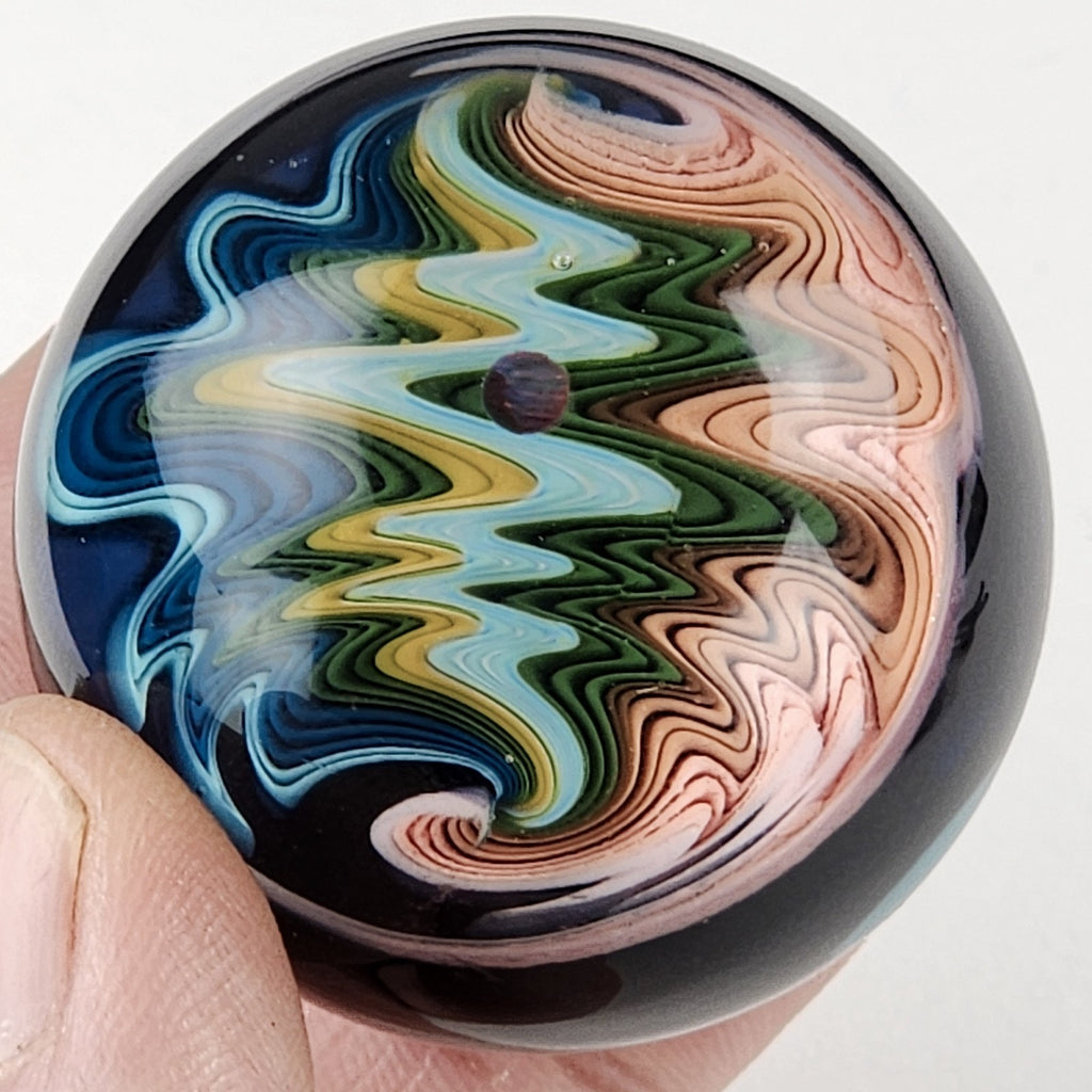 38mm Opal WigWag Dotstack Boro Glass Marble Unsigned Handmade Heady