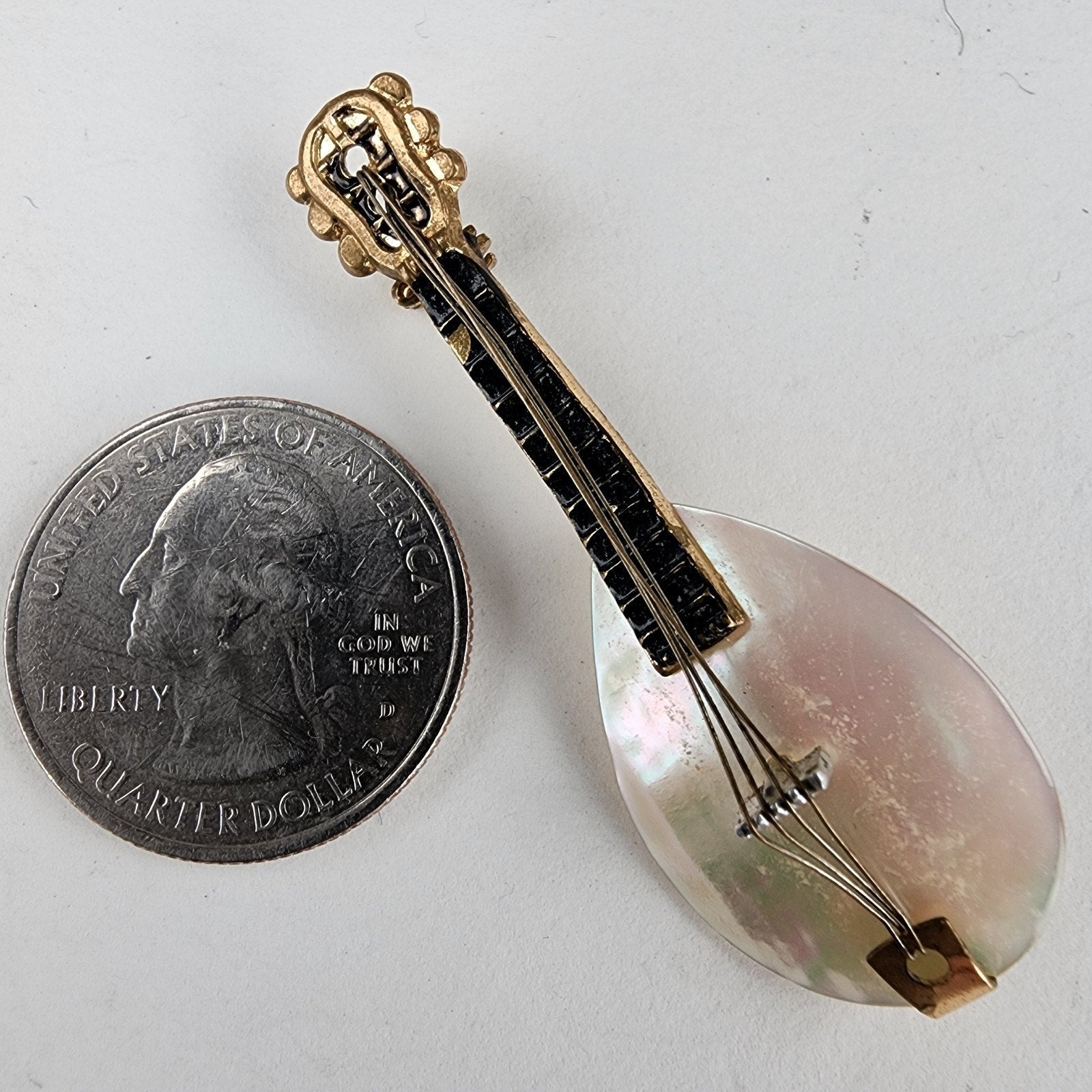 Vintage Mother of Pearl Violin Guitar Brooch Germany