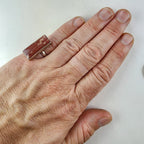 Petrified Wood Rectangle Ring Size 9 1/2 Sterling Silver 925 Vintage