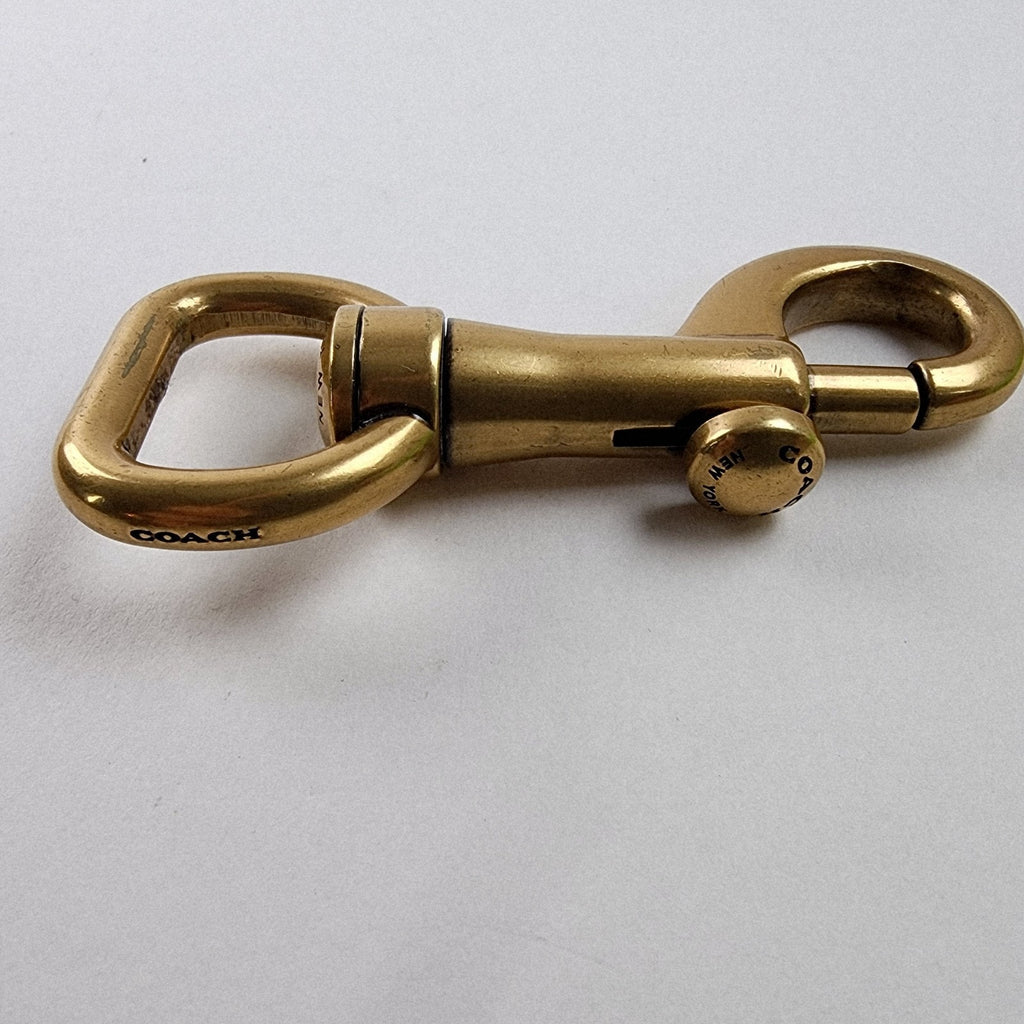 Coach Logo Brand Brass Spring Hook Keychain Fob