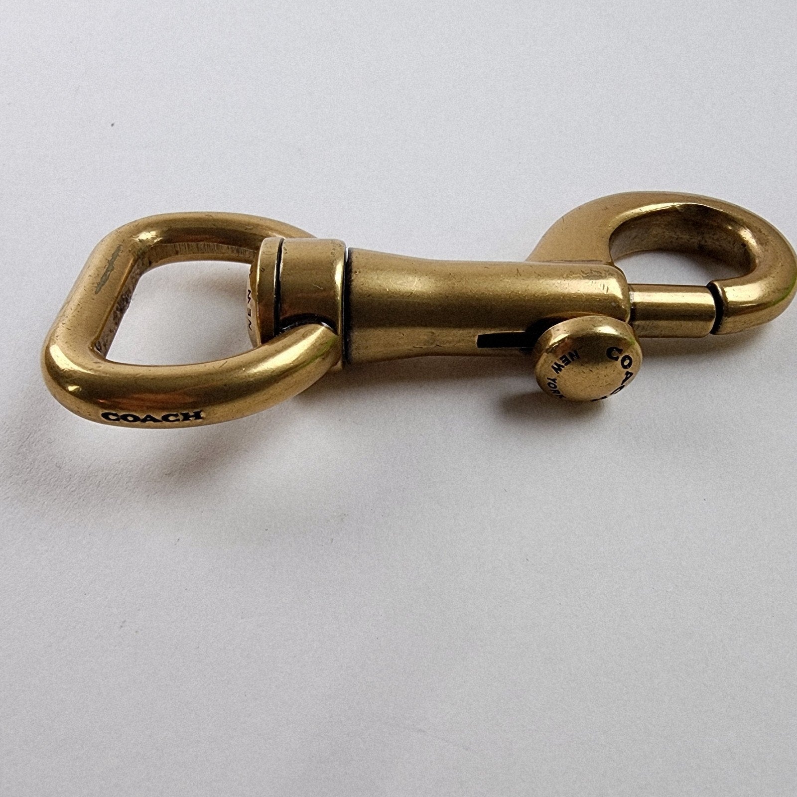 Coach Logo Brand Brass Spring Hook Keychain Fob