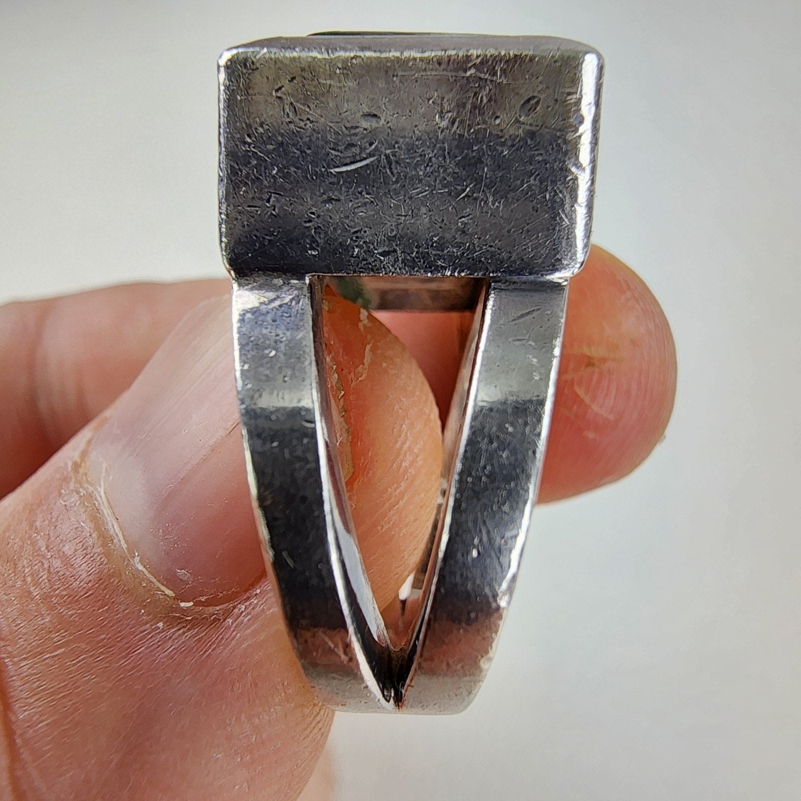 Bold Modernist Abalone Doublet Mexico Ring Size 6 1/4 Sterling Silver 925