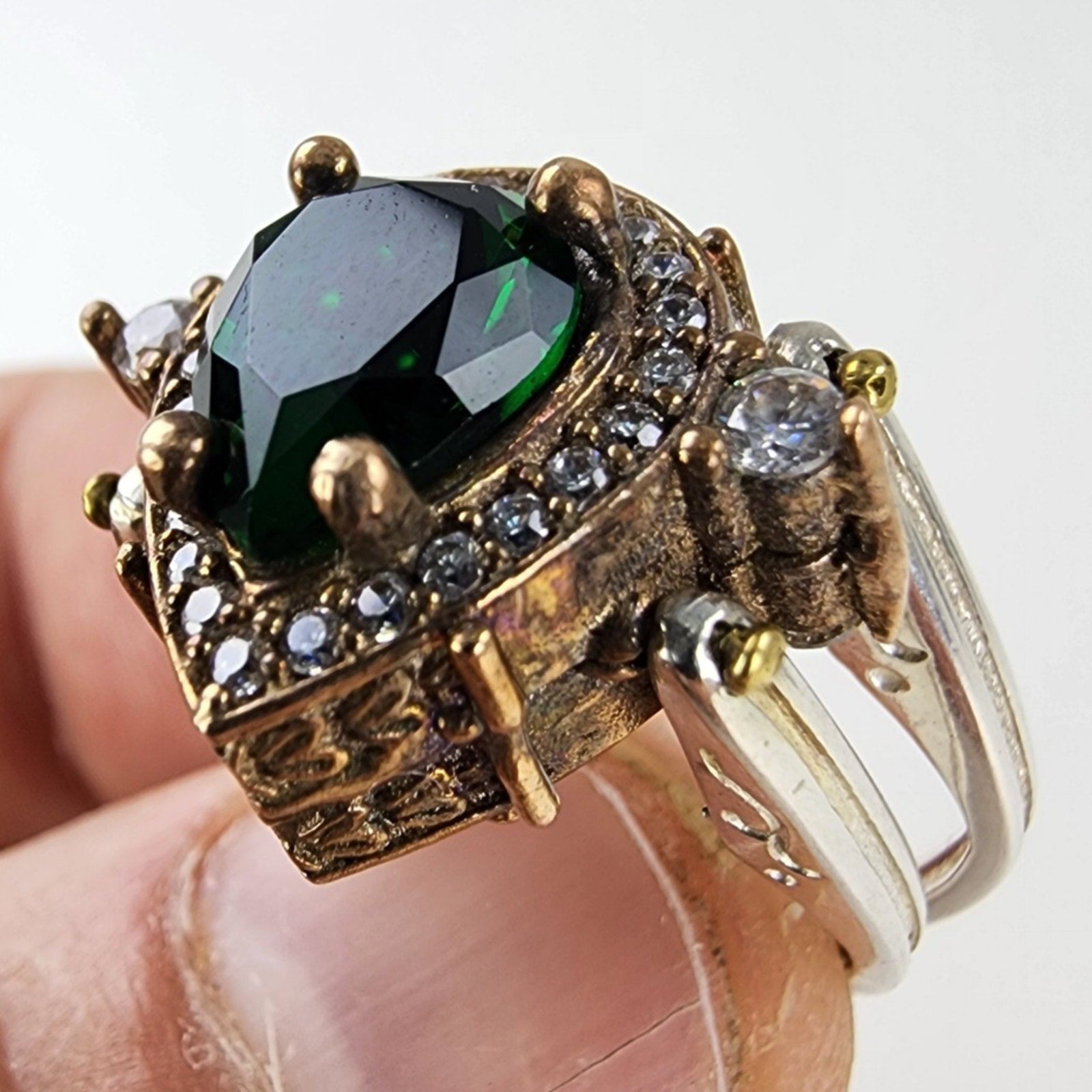 Sapphire Turkish Reversible Ring Size 6 Sterling Silver 925 Vintage