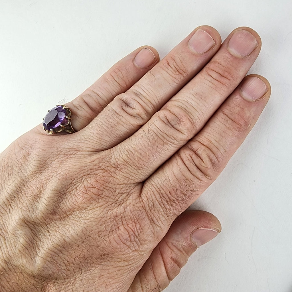 Purple Sapphire Russian Ring Size 9 Sterling Silver 875 Vintage