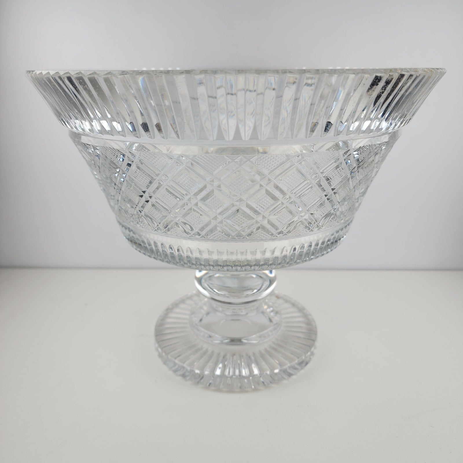 Waterford Crystal Georgian Strawberry Footed Punch Bowl 10" Vintage