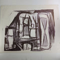 c. 1950 Jerry Opper Abstract Hourglass Stone Lithograph Black & White Unframed