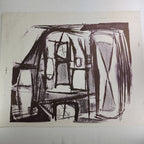 c. 1950 Jerry Opper Abstract Hourglass Stone Lithograph Black & White Unframed