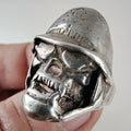 Skull Biker Ring Size 9 1/4 Sterling Silver 925 Vintage Police Helmet