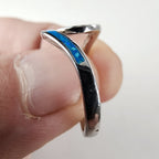 Modernist Opal Inlay Wave Ring Size 6 3/4 in Sterling Silver 925