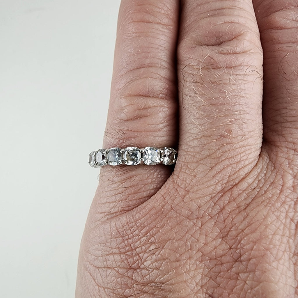 Platinum Over Sterling Silver 925 Clear Stone Eternity Band Ring Size 9