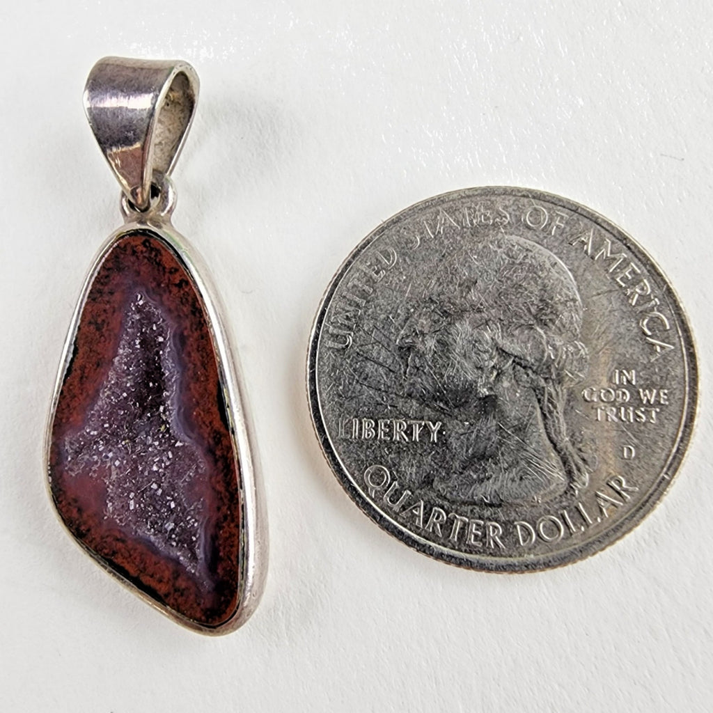 Natural Quartz Druzy Sterling Silver 925 Pendant Vintage