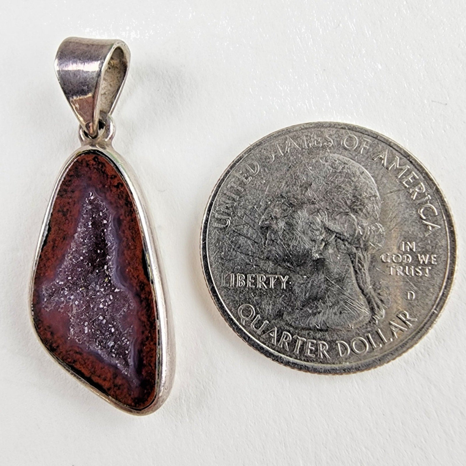 Natural Quartz Druzy Sterling Silver 925 Pendant Vintage