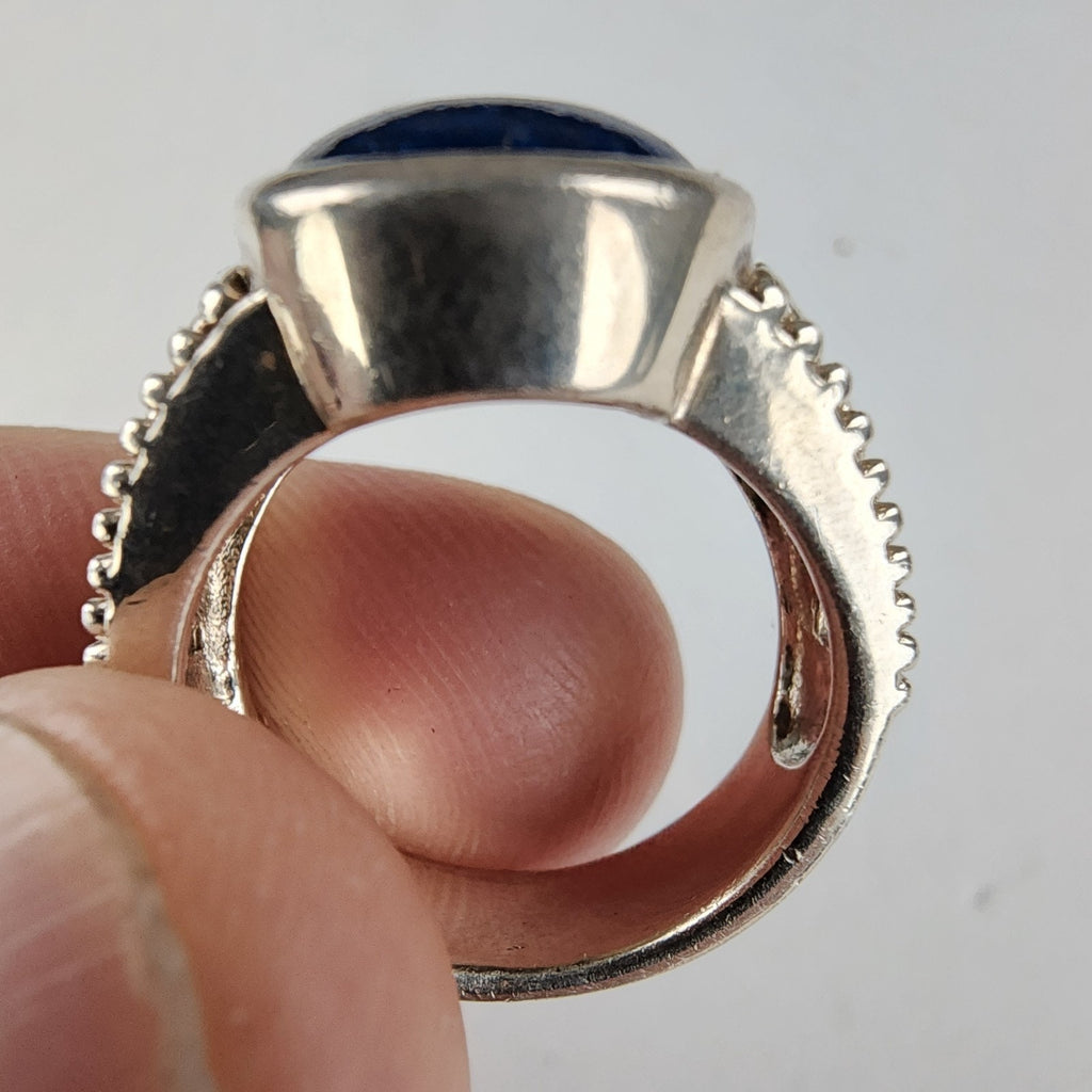 Lapis Lazuli Cabochon Ring Size 7 Sterling Silver 925 Vintage