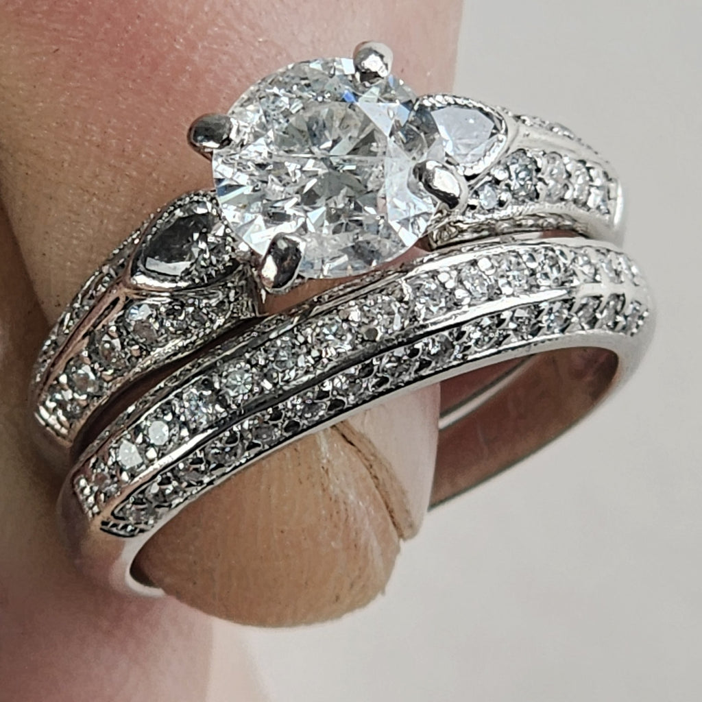 Vintage .900 Platinum Natural Diamond Wedding Set 1.00ct Center Stone 8.2g