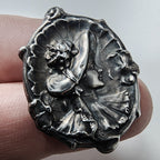 Victorian Sterling Silver 925 Cameo Brooch Pin Repousse