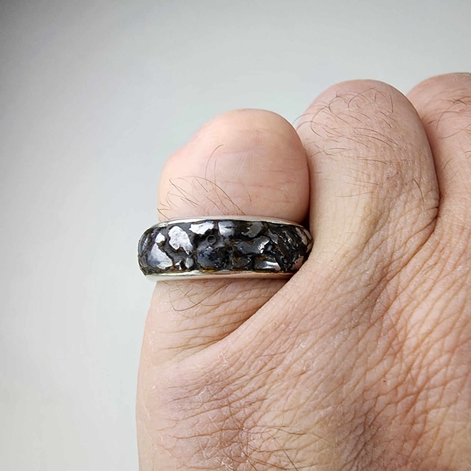 Campo de Cielo Meteorite Band Ring Size 10 1/2 by Starborn Sterling Silver 925