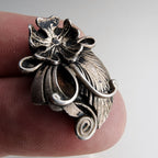 Native Scrolling Flower Stud Earrings in Sterling Silver 925
