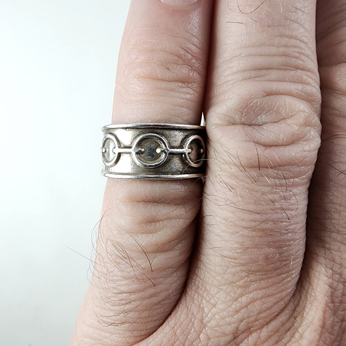 Vintage Mexico Chain Link Band Ring Size 6 1/2 in Sterling Silver 925