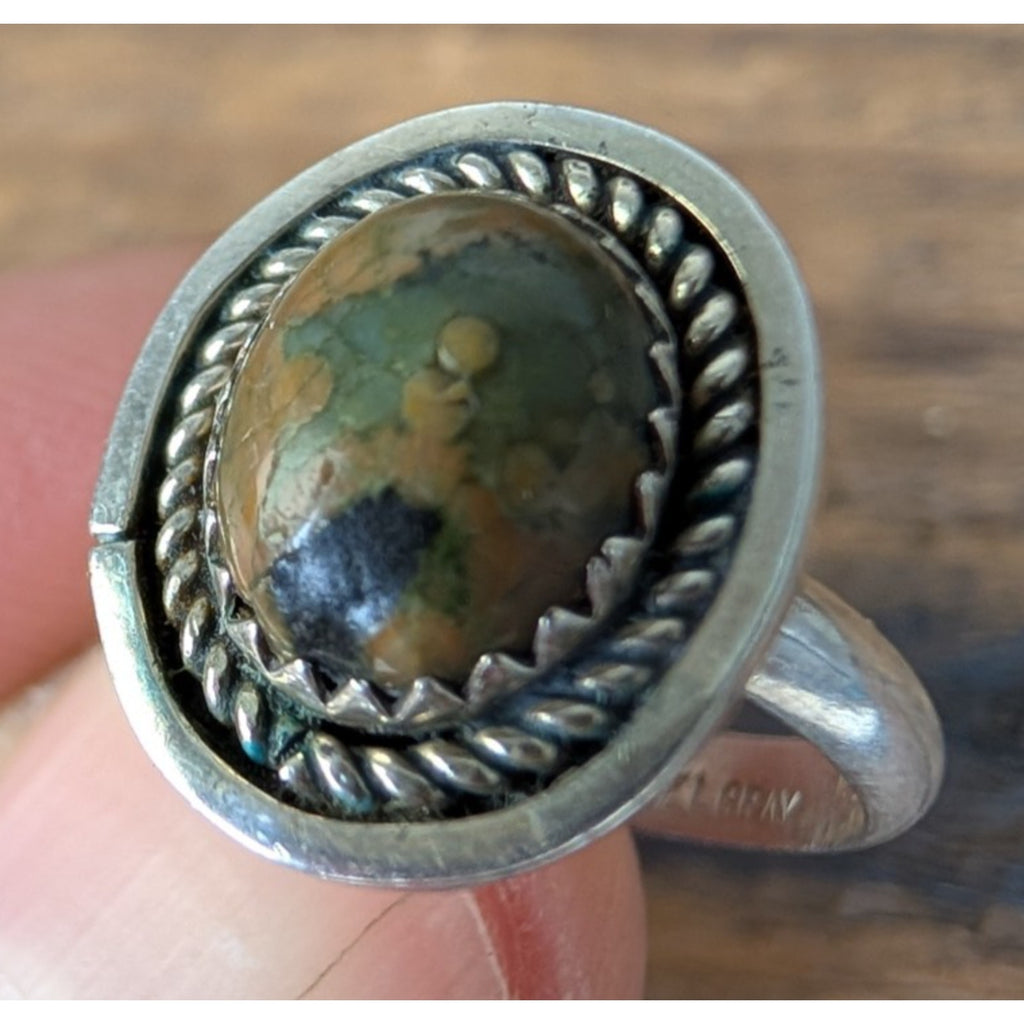 Rainforest Rhyolite Sterling Silver 925 Ring Size 6 1/2 by Joel Gray Native