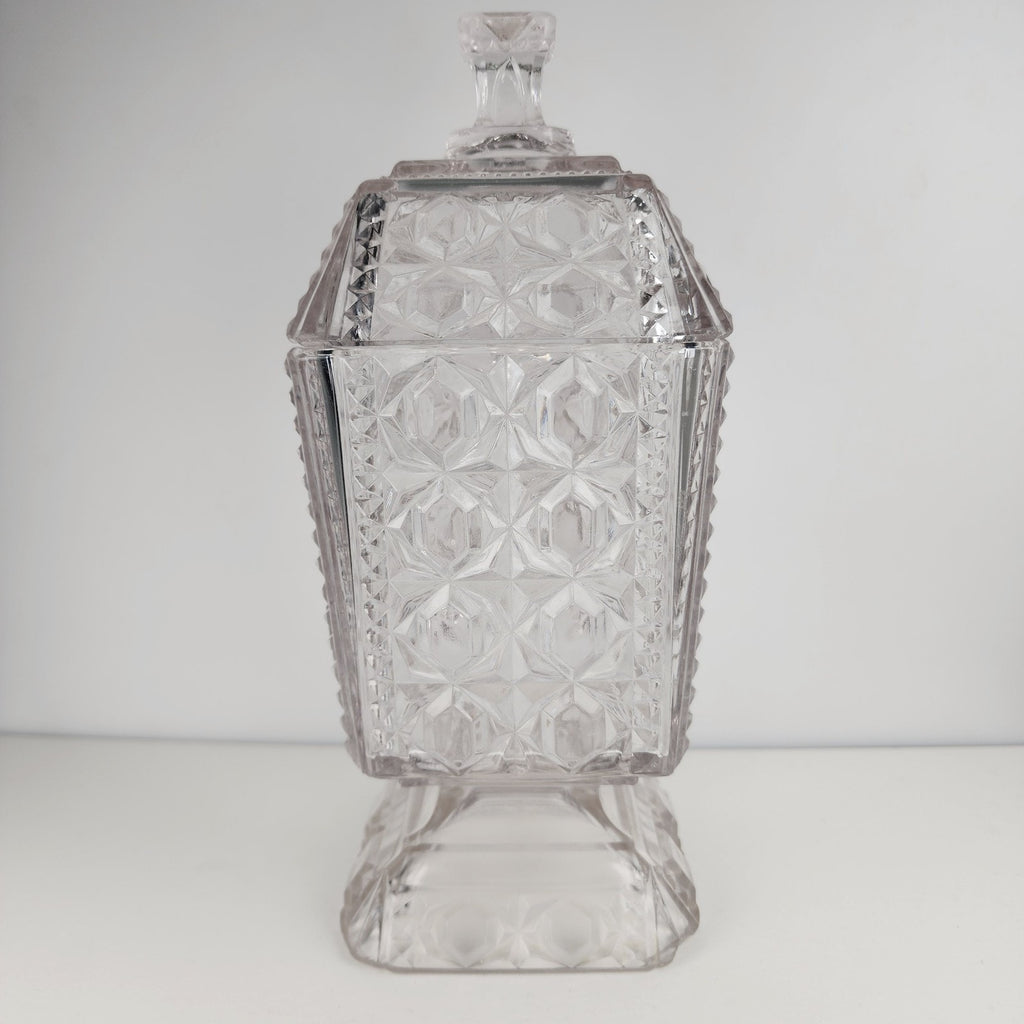 Purple Depression Pressed Glass Lidded Cookie Jar 8 1/2" Tall Vintage