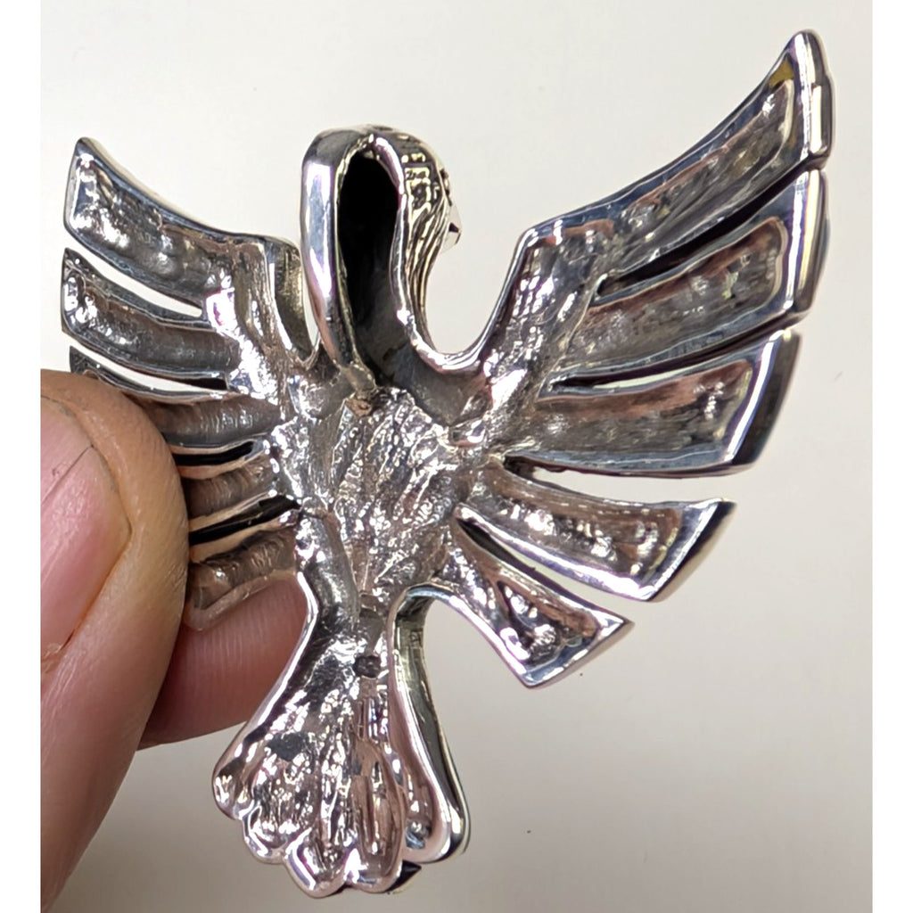 Bird Pendant Sterling Silver 925 Multistone Opal Turquoise Inlay Southwestern