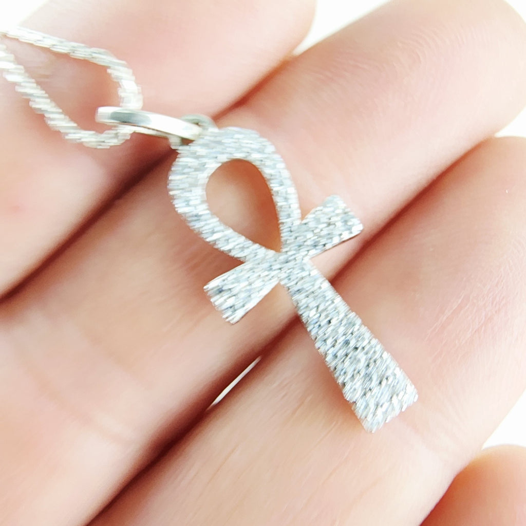 22" Moissanite Ankh Necklace Sterling Silver 925 New Iced Out