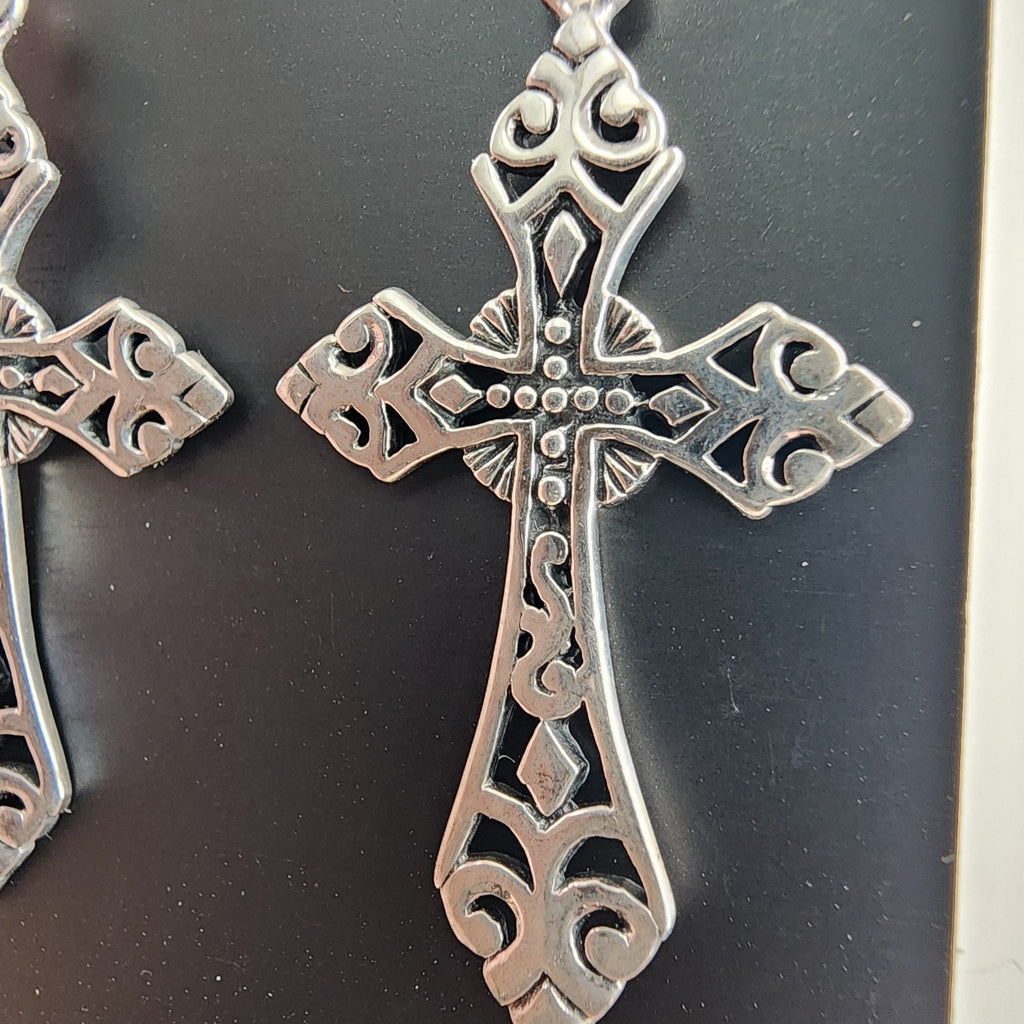 Celtic Cross Sterling Silver 925 Fish Hook Dangle Earrings