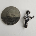 Vintage Cowboy with Guitar Charm in Sterling Silver 925 for Bracelet