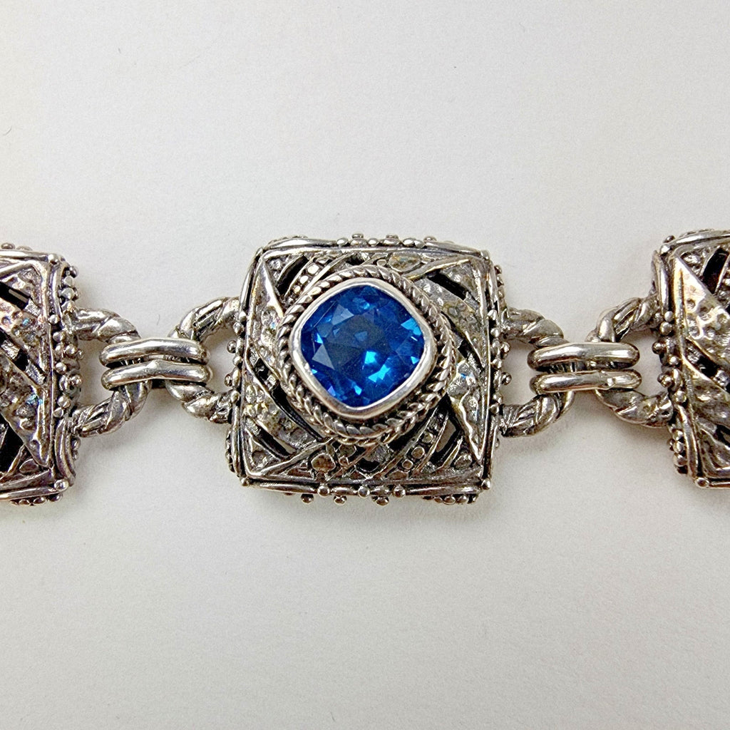Designer Topaz Pendant and Bracelet Set by Sarda Sterling Silver 925 Vintage