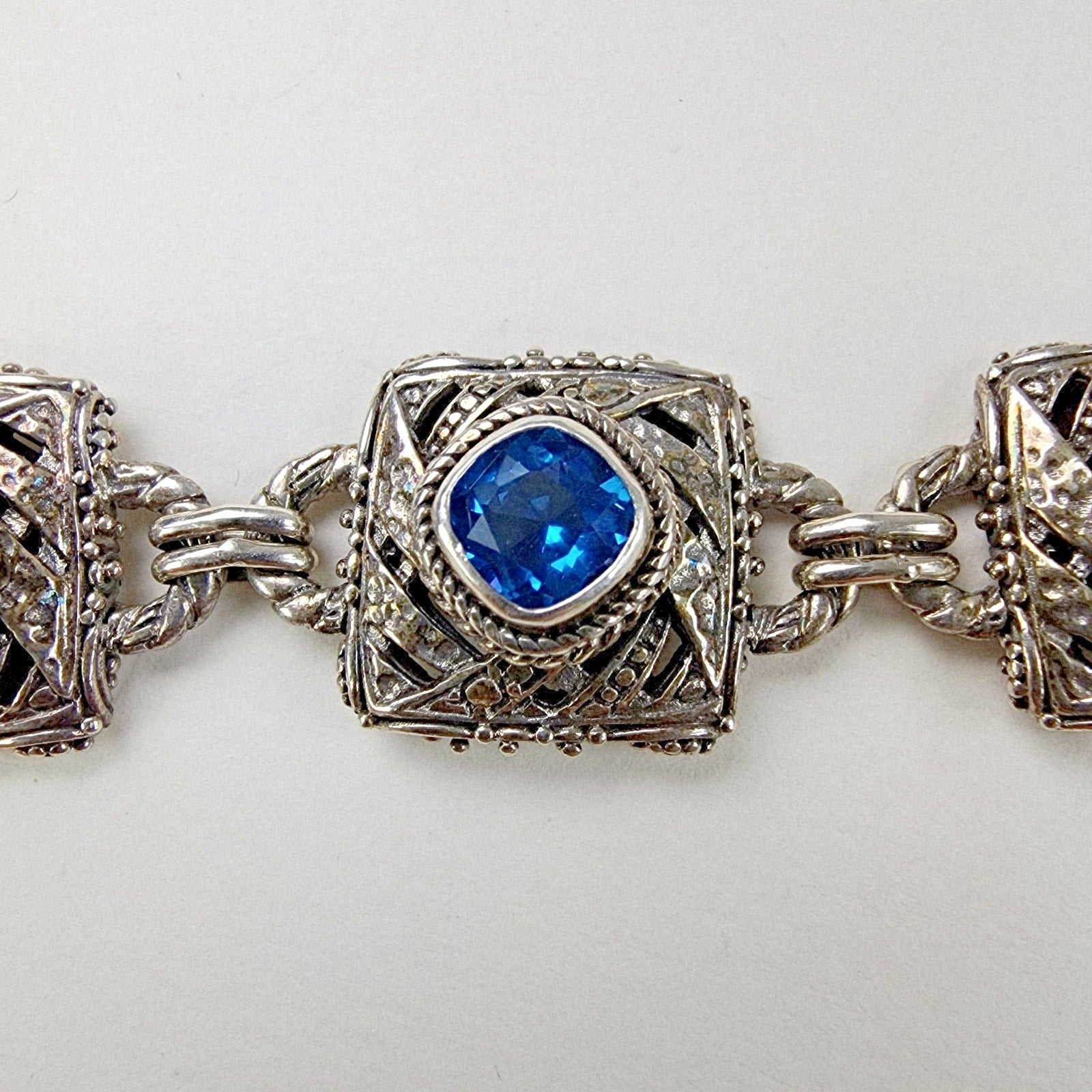 Designer Topaz Pendant and Bracelet Set by Sarda Sterling Silver 925 Vintage