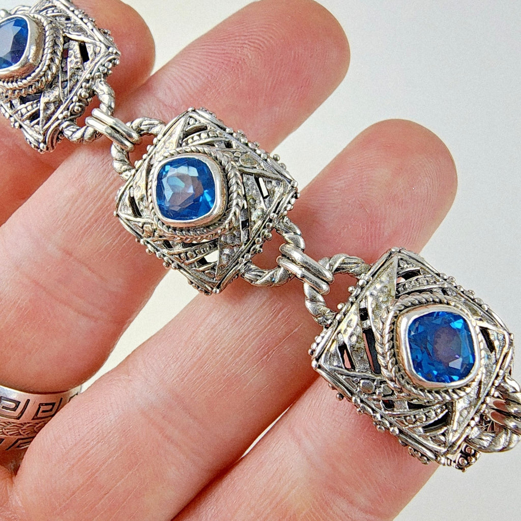 Designer Topaz Pendant and Bracelet Set by Sarda Sterling Silver 925 Vintage