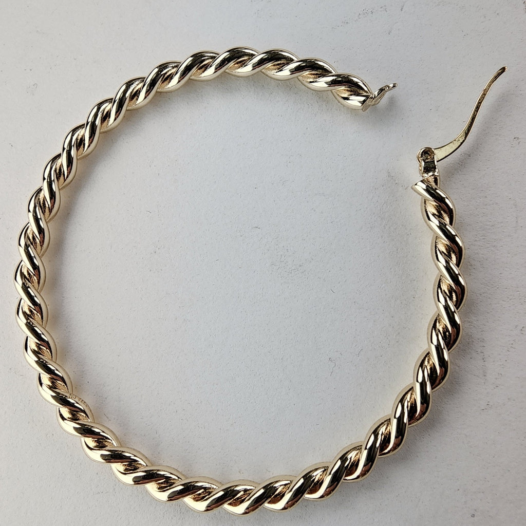 2" Twisted Hoop Earrings Sterling Silver 925 with Gold Finish
