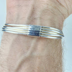 Modernist Multi Strand Ball Sterling Silver 925 Bracelet Vintage Bead