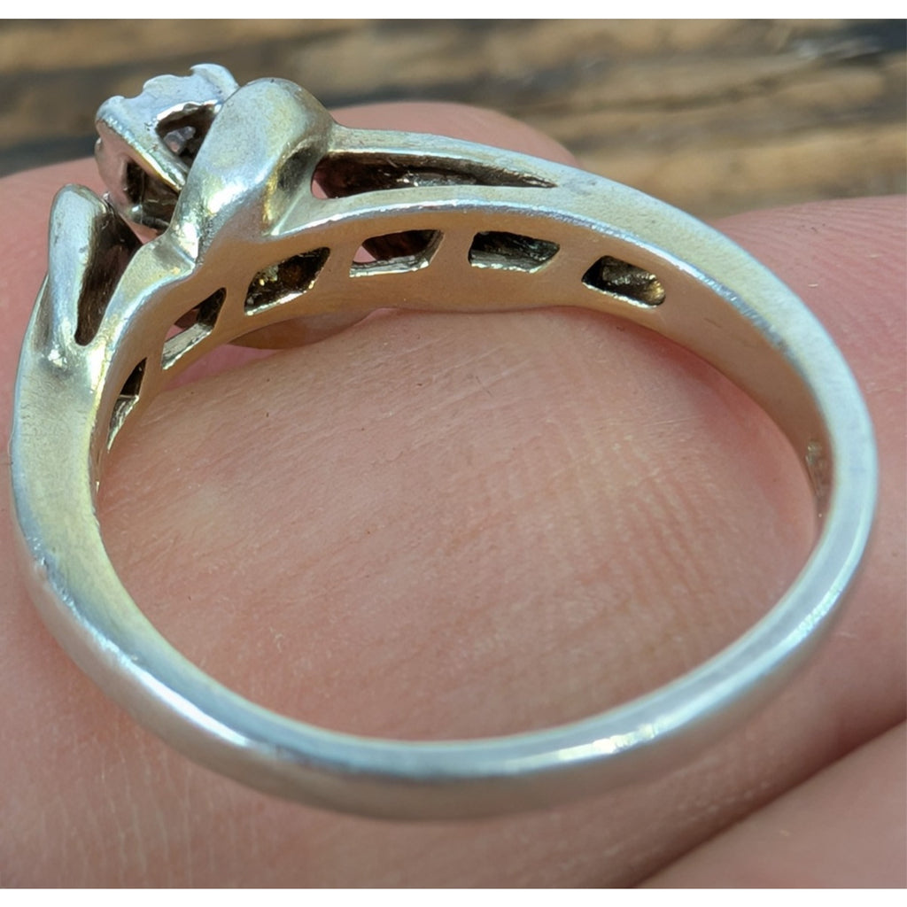 Vintage DIAMOMD Engagement Ring Sterling Silver 925 Size 6 1/2